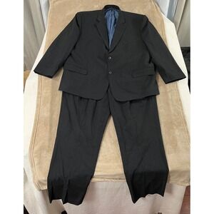 Oak Hill Mens Black Suit Jacket and Pants Set Perfect Fit Size 56 Regular EUC